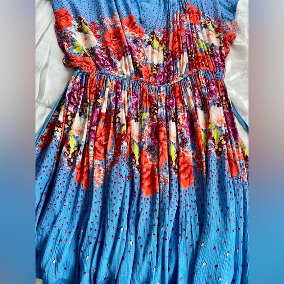 🌺Free People Botanical Borders Mini Dress – Blue Floral, Size XS - Picture 3 of 9